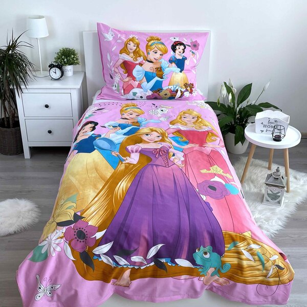 Jerry Fabrics Bavlněné povlečení 140x200 + 70x90 cm - Princezny "Pink 02"