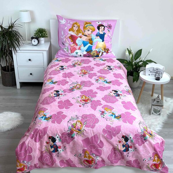 Jerry Fabrics Bavlněné povlečení 140x200 + 70x90 cm - Princezny "Pink 02"