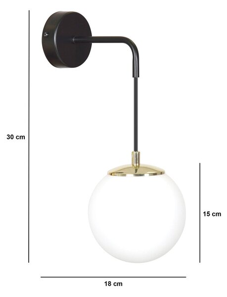 Nástěnné svítidlo OGNIS K1 – celobílé, sklo, 1× E27, šířka 18 cm