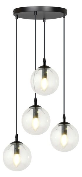 Závěsné svítidlo COSMO 4 PREM – černé, čiré sklo, 4× E14, šířka 40 cm