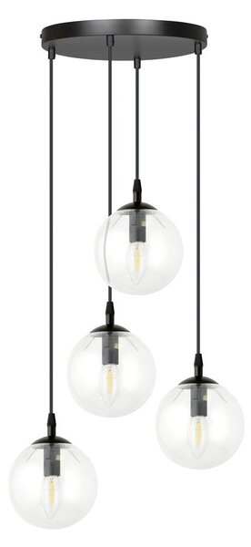 Závěsné svítidlo COSMO 4 PREM – černé, čiré sklo, 4× E14, šířka 40 cm