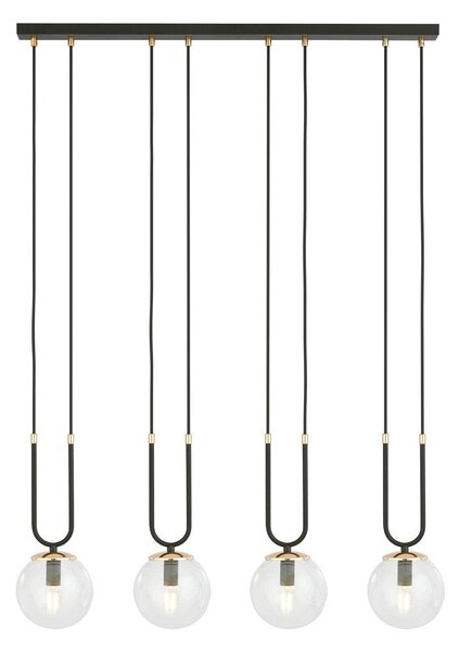 Závěsné svítidlo GLAM 4 – černé, čiré sklo, 4× E14, šířka 97 cm