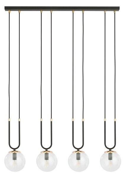 Závěsné svítidlo GLAM 4 – černé, čiré sklo, 4× E14, šířka 97 cm