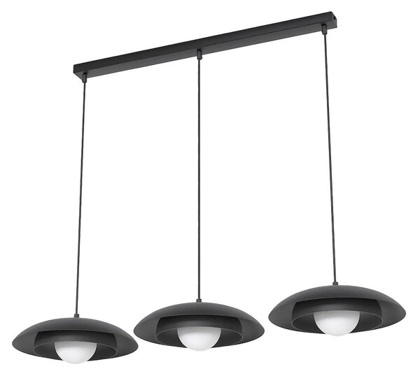 Závěsné svítidlo SKIN 3 – černé, bílé sklo, 3× G9, šířka 95 cm