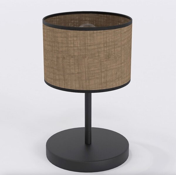 Stolní lampa ECO LN1 – černá, hnědé textilní stínidlo, 1× E27, šířka 20 cm