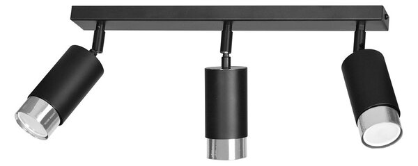 Stropní svítidlo HIRO 3 – černé / chromové, 3× GU10, šířka 62 cm