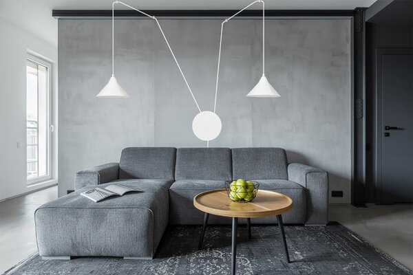 Závěsné svítidlo ABRAMO 2 – bílé, 2× E27, šířka 400 cm