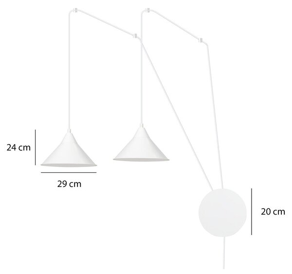 Závěsné svítidlo ABRAMO 2 – bílé, 2× E27, šířka 400 cm