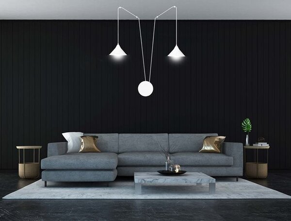 Závěsné svítidlo ABRAMO 2 – bílé, 2× E27, šířka 400 cm