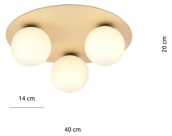 Stropní svítidlo KENZO 3B – hnědé, bílé sklo, 3× E14, šířka 40 cm