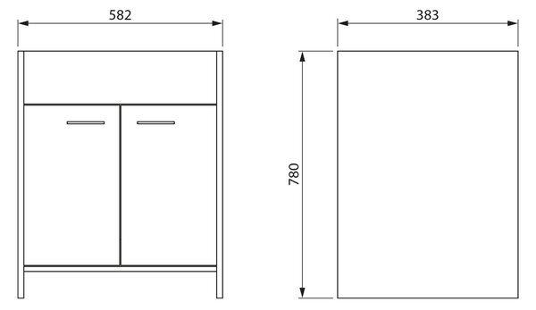 Aqualine Aqualine, Skříňka pod výlevku 58,2x78x38,3cm, plast, bílá, PI28038
