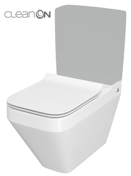 Cersanit Crea Clean On, hranatá kombi mísa včetně Slim sedátka z duroplastu, bílá, K114-022