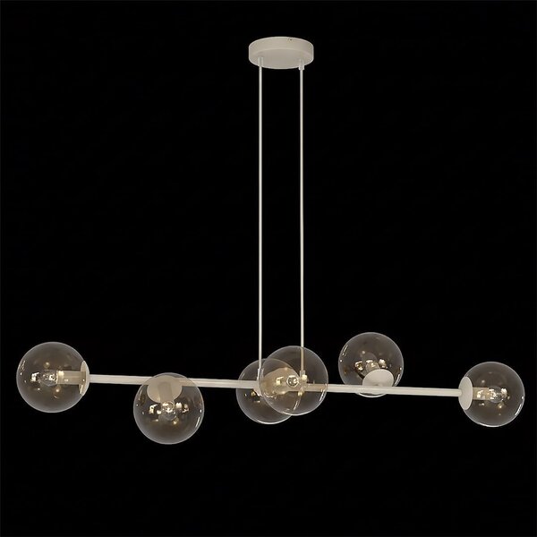 Závěsné svítidlo MAGNUS 6 – moka, jantarové sklo, 6× E14, šířka 110 cm