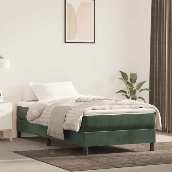 Box spring postel tmavě zelená 100 x 200 cm samet