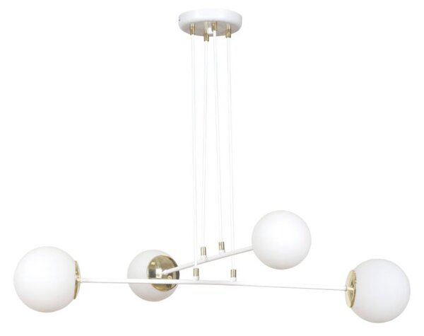 Závěsné svítidlo OGNIS 4 – celobílé, sklo, 4× E27, šířka 75 cm