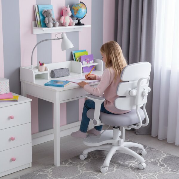 Dětská rostoucí židle Neoseat KIDDY THREE — látka, pratelný potah, šedá