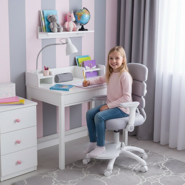 Dětská rostoucí židle Neoseat KIDDY THREE — látka, pratelný potah, šedá
