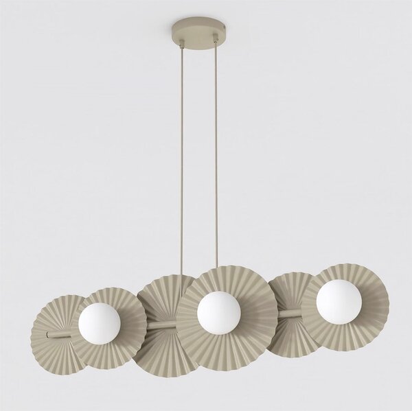 Závěsné svítidlo UMBRA 6 – moka, bílé sklo, 6× G9, šířka 92 cm