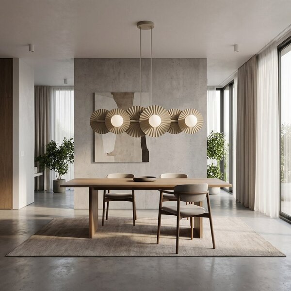 Závěsné svítidlo UMBRA 6 – moka, bílé sklo, 6× G9, šířka 92 cm