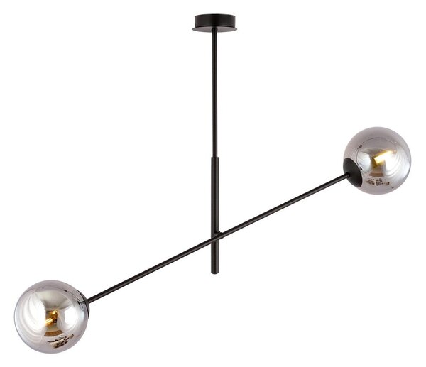 Závěsné svítidlo LINEAR 2 – černé, grafitové sklo, 2× E14, šířka 102 cm