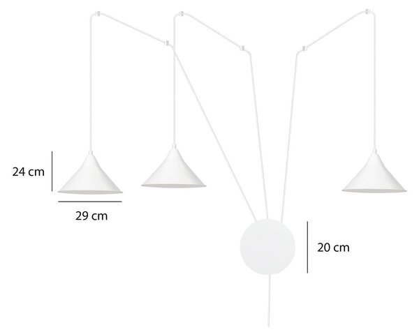 Závěsné svítidlo ABRAMO 3 – bílé, 3× E27, šířka 400 cm