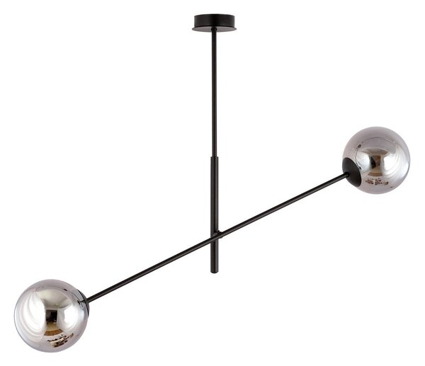 Závěsné svítidlo LINEAR 2 – černé, grafitové sklo, 2× E14, šířka 102 cm