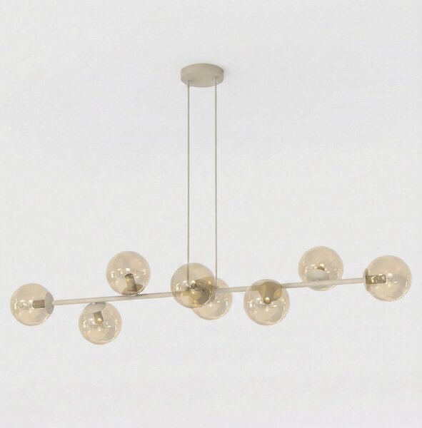 Závěsné svítidlo MAGNUS 8 – moka, jantarové sklo, 8× E14, šířka 130 cm