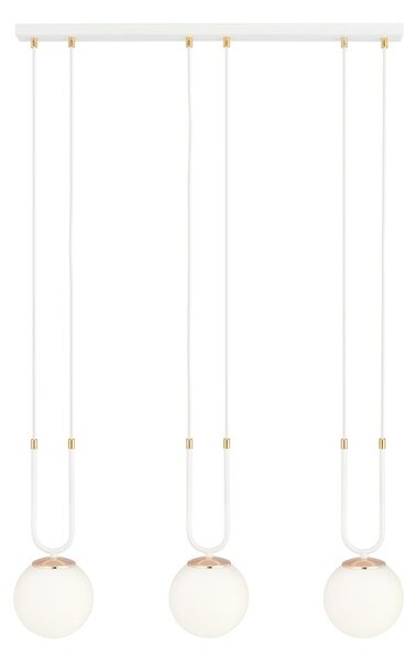 Závěsné svítidlo GLAM 3 – bílé, opálové sklo, 3× E14, šířka 70 cm