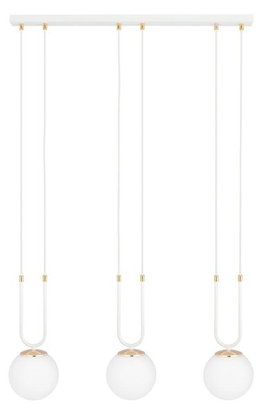Závěsné svítidlo GLAM 3 – bílé, opálové sklo, 3× E14, šířka 70 cm