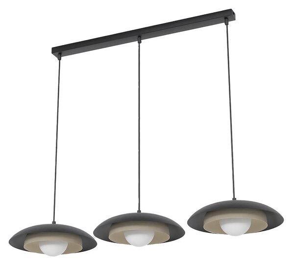 Závěsné svítidlo SKIN 3 – černé / moka, bílé sklo, 3× G9, šířka 95 cm