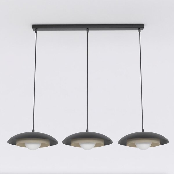Závěsné svítidlo SKIN 3 – černé / moka, bílé sklo, 3× G9, šířka 95 cm