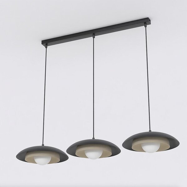 Závěsné svítidlo SKIN 3 – černé / moka, bílé sklo, 3× G9, šířka 95 cm
