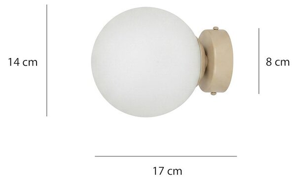 Nástěnné svítidlo MAGNUS K1 – moka, opálové sklo, 1× E14, šířka 14 cm