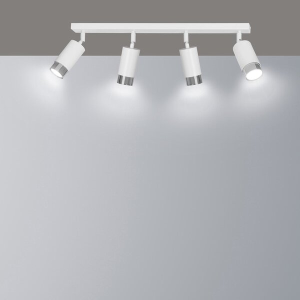 Stropní svítidlo HIRO 4 – bílé / chromové, 4× GU10, šířka 78 cm