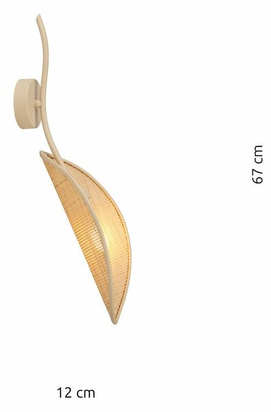 Nástěnné svítidlo LOTUS K1 – béžové, ratanové textilní stínidlo, 1× E14, šířka 12 cm