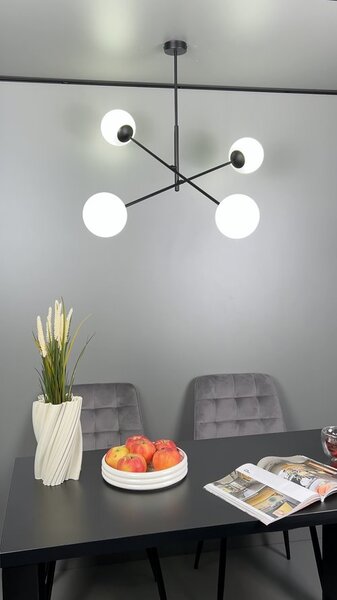 Závěsné svítidlo LINEAR 4 – černé, grafitové sklo, 4× E14, šířka 102 cm