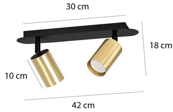 Stropní svítidlo ZEN 2 – černé, 2× GU10, šířka 42 cm