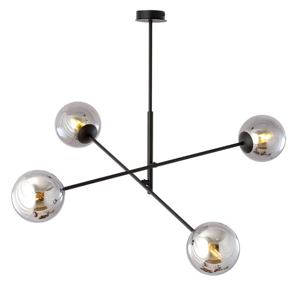 Závěsné svítidlo LINEAR 4 – černé, grafitové sklo, 4× E14, šířka 102 cm