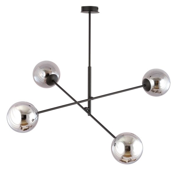 Závěsné svítidlo LINEAR 4 – černé, grafitové sklo, 4× E14, šířka 102 cm