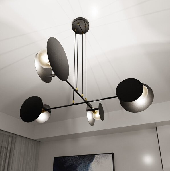 Závěsné svítidlo IDEA 4 – černé, 4× E27, šířka 96 cm