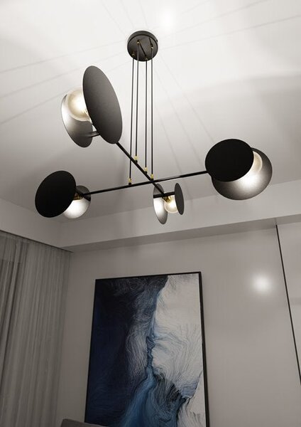 Závěsné svítidlo IDEA 4 – černé, 4× E27, šířka 96 cm