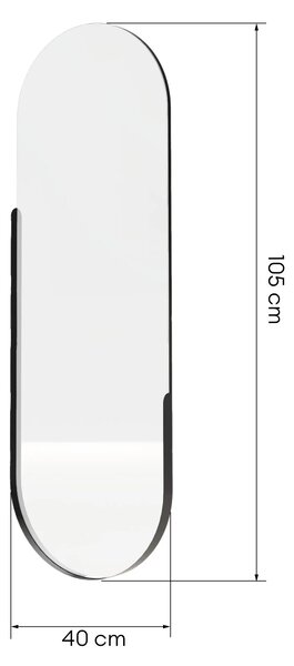 Hector Nástěnné zrcadlo s LED osvětlením Brio 40x105 cm černé