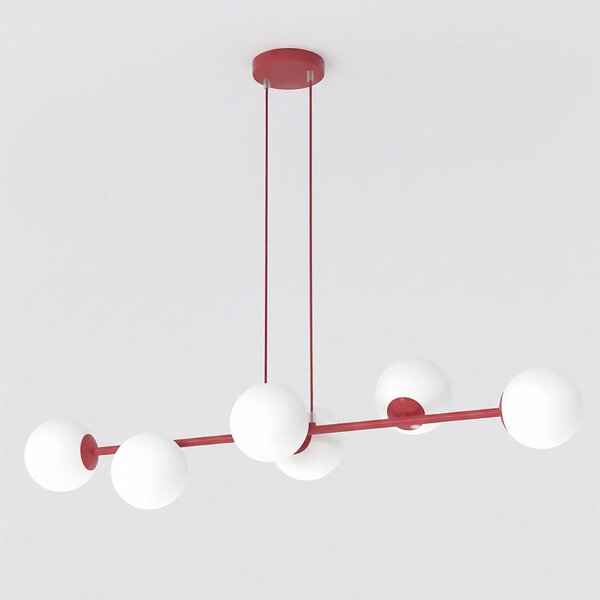 Závěsné svítidlo MAGNUS 6 – vínové, opálové sklo, 6× E14, šířka 110 cm