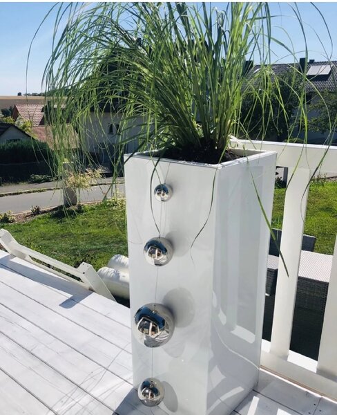 Květináč BLOCK, pozink, výška 100 cm, vč. zavlažovacího systému, bílý