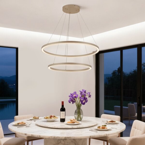 Brilagi - LED Stmív. lustr na lanku PORTOFINO LED/98W/230V pr. 80 cm béžová + DO