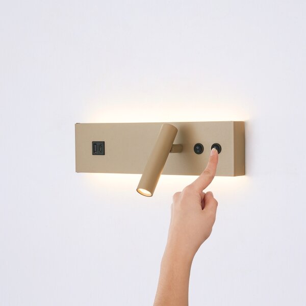 Brilagi-LED Nást. bodové svítidlo s USB portem NOCTIS LED/3W/230V+LED/9W béžová