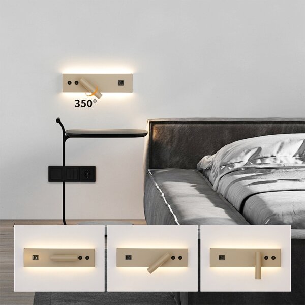 Brilagi-LED Nást. bodové svítidlo s USB portem NOCTIS LED/3W/230V+LED/9W béžová