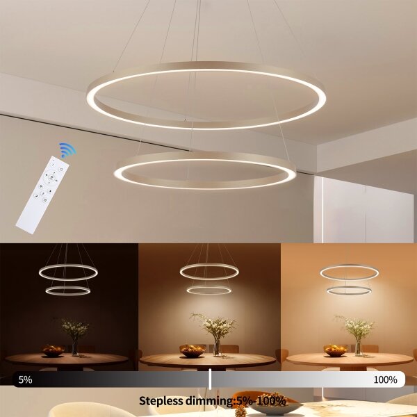 Brilagi - LED Stmív. lustr na lanku PORTOFINO LED/98W/230V pr. 80 cm béžová + DO
