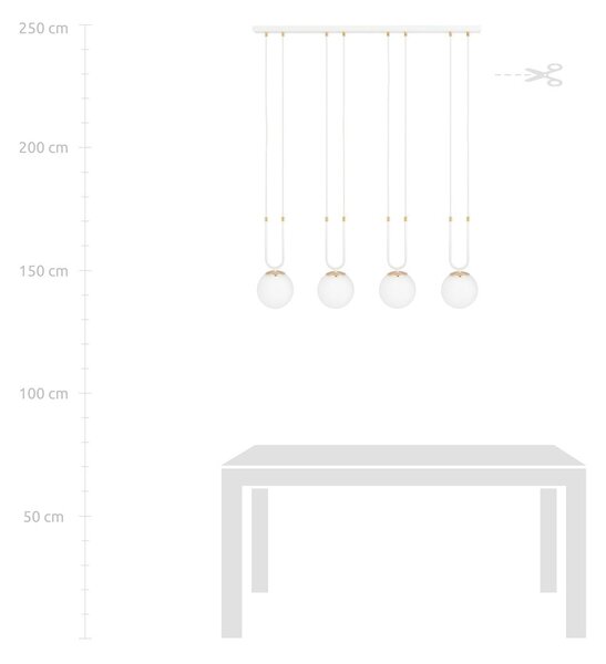 Závěsné svítidlo GLAM 4 – bílé, opálové sklo, 4× E14, šířka 92 cm