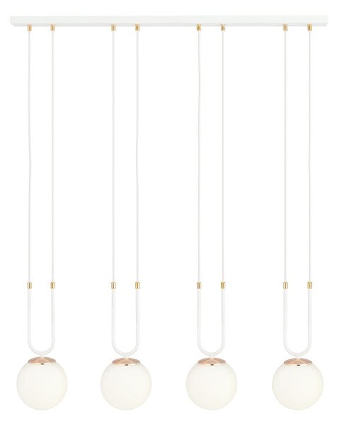 Závěsné svítidlo GLAM 4 – bílé, opálové sklo, 4× E14, šířka 92 cm